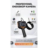 Matechno Profesyonel Endoskop Kamera Monitörlü El Tipi Yılan Kamera Işıklı Kıvrılabilir Kablo Kamera Cihazı - 10 Metre