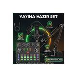 MATECHNO Profesyonel Mikrofon Seti Ses Kartlı Yayıncı Podcast Gaming Full Set Stüdyo Kalitesi Mikrofon