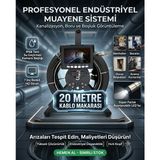 Matechno Profesyonel Monitörlü Yılan Kamera Makaralı Endoskop Kuyu Rögar Boru Görüntüleme Sert Kablolu Kamera - 20 Metre