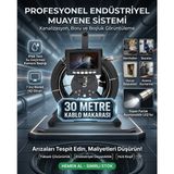 Matechno Profesyonel Monitörlü Yılan Kamera Makaralı Endoskop Kuyu Rögar Boru Görüntüleme Sert Kablolu Kamera - 30 Metre