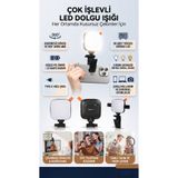 MATECHNO Şarjlı Mandallı Klipsli Portatif Video Işığı LED Selfie Işığı 3 Renk Modlu Telefon Video Çekim ve Makyaj Işığı