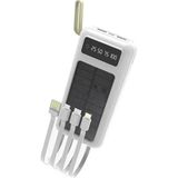 Matechno Solar 20.000 Mah Güneş Enerjili LED Işıklı Powerbank Şarj Aleti 2x USB Çıkışlı Çoklu Kablolu - Beyaz