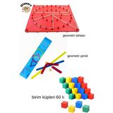 Matematik Metaryelleri Geometri Şeridi, Geometri Tahtası Ve Birim Küpleri 3 Ü Bir Arada