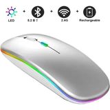Matepad 12X 12" Tablet Için Uyumlu Rgb Işıklı Slim Bluetooth Şarjlı 2.4ghz Kablosuz Mouse Gri