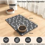 Matgo Pati Evcil Hayvan Besleme Matı Pati ve Kemikli Kaymaz Antrasit Gri Kedi Köpek Mama Paspası 40 x 60 cm