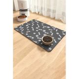 MAtGo Pati Evcil Hayvan Beslenme Matı Pati ve Kemikli Kaymaz Gri Kedi Köpek Mama Paspası 50x70cm