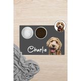 Matgo Pati Hayvana Isme Özel Fotoğraflı Beslenme Matı Kaymaz Sıvı Geçirmez Kedi Köpek Mama Paspası 50X70CM