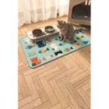 Matgo Pati Kedi Köpek Beslenme Matı 50X70cm Yamalı Kedi Su Geçirmez Kaymaz Mama Kabı Altlığı Paspası