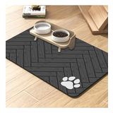 MAtGo Pati Parke Desenli Gri Renk Beslenme Matı Kaymaz Sıvı Geçirmez Kedi Köpek Mama Paspası 50x70cm
