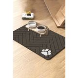 Matgo Pati Parke Desenli Kahverengi Beslenme Matı Kaymaz Sıvı Geçirmez Kedi Köpek Mama Paspası 50X70CM
