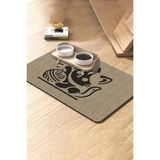MAtGo Pati Süper Mood Deri Yumaklı Kedi Krem Beslenme Matı Kaymaz Kedi Köpek Mama Paspası 50x70cm