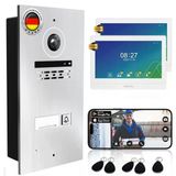 Mathfel 1 Aile Evi 2 Telli Otobüs Wifi Görüntülü Kapı İnterkomu, Full Hd 2 Megapiksel 170 Derece Geniş Açılı Kameralı 2X10 İnç Monitör - Rfıd'li Gümüş Rengi Dış Mekan İstasyonu