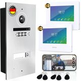 Mathfel 1 Aile Evi 2 Telli Otobüs Wifi Görüntülü Kapı İnterkomu, Full Hd 2 Megapiksel 170 Derece Geniş Açılı Kameralı 2X7 İnç Monitör - Rfıd'li Gümüş Renkli Dış Mekan İstasyonu