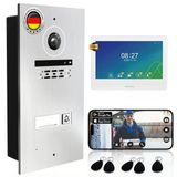 Mathfel 1 Aile Evi 2 Telli Veri Yolu Wifi Görüntülü Kapı İnterkomu, Full Hd 2 Megapiksel 170 Derece Geniş Açılı Kameralı 1X10 İnç Monitör - Rfıd'li Gümüş Renkli Dış Mekan İstasyonu