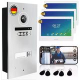 Mathfel 1 Aile Evi 2 Telli Veri Yolu Wifi Görüntülü Kapı İnterkomu, Full Hd 2 Megapiksel 170 Derece Geniş Açılı Kameralı 3X10 İnç Monitör - Rfıd'li Gümüş Rengi Dış Mekan İstasyonu