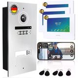 Mathfel 1 Aile Evi 2 Telli Veri Yolu Wifi Görüntülü Kapı İnterkomu, Full Hd 2 Megapiksel 170 Derece Geniş Açılı Kameralı 3X7 İnç Monitör - Rfıd'li Gümüş Renkli Dış Mekan İstasyonu