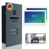 Mathfel 2 Kablolu Görüntülü Kapı İnterkom Sistemi, Gravürlü - Wlan Monitör, 2Mp Hd Kamera, 170° Geniş Açı, 2 Aileli Ev İçin Kameralı Kapı Zili Ve Kapı Açıcı (Antrasit, 2 X 10)