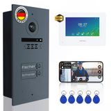 Mathfel 2 Kablolu Görüntülü Kapı İnterkom Sistemi, Rfıd - Wlan Monitör, 2Mp Hd Kamera, 170° Geniş Açı, 2 Aileli Ev İçin Kameralı Kapı Zili Ve Kapı Açıcı (Antrasit, 1 X 7)
