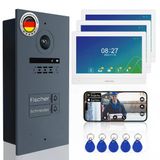 Mathfel 2 Kablolu Görüntülü Kapı İnterkom Sistemi, Rfıd - Wlan Monitör, 2Mp Hd Kamera, 170° Geniş Açı, 2 Aileli Ev İçin Kameralı Kapı Zili Ve Kapı Açıcı (Antrasit, 3 X 10)