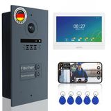 Mathfel 2 Kablolu Görüntülü Kapı İnterkom Sistemi, Rfıd - Wlan Monitör, 2Mp Hd Kamera, 170° Geniş Açı, 2 Aileli Ev İçin Kameralı Kapı