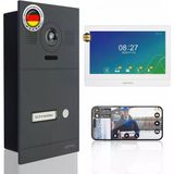 Mathfel 2 Kablolu Ip Görüntülü Kapı İnterkom Sistemi, Kapı Açıcılı - Full Hd Kamera, 10" Monitör Ve Uygulama Kontrolü - İnterkomlu Akıllı Görüntülü Kapı Zili (Antrasit, 1 Zil Düğmesi)