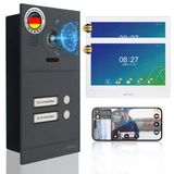 Mathfel 2 Kablolu Ip Görüntülü Kapı İnterkomu Ve Kapı Açıcı - Full Hd Kamera, 10" Monitör Ve Uygulama Kontrolü - İnterkomlu Akıllı Görüntülü Kapı Zili (Antrasit, 2 Zil Düğmesi)