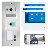 Mathfel 2 Kablolu Veri Yolu Görüntülü Kapı İnterkom Sistemi - İç Monitör(Ler) İçeren Modüler Komple Sistem, Wifi İsteğe Bağlı, Parmak İzi/Rfıd/Gravür Mevcut (Parmak İzi, 2 Zil Düğmesi (3 X Monitör))