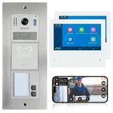 Mathfel 2 Kablolu Veri Yolu Görüntülü Kapı İnterkom Sistemi - İç Monitör(Ler) İçeren Modüler Komple Sistem, Wifi İsteğe Bağlı, Parmak İzi/Rfıd/Gravür Mevcut (Rfıd, 2 Zil Düğmesi (2 X Monitör))