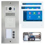 Mathfel 2 Kablolu Veri Yolu Görüntülü Kapı İnterkom Sistemi - İç Monitör(Ler) İçeren Modüler Komple Sistem, Wifi İsteğe Bağlı, Parmak İzi/Rfıd/Gravür Mevcut (Rfıd, 3 Zil Düğmesi (3 X Monitör))