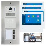 Mathfel 2 Kablolu Veri Yolu Görüntülü Kapı İnterkom Sistemi - İç Monitör(Ler) İçeren Modüler Komple Sistem, Wifi İsteğe Bağlı, Parmak İzi/Rfıd/Gravür Mevcut (Rfıd, 4 Zil Düğmesi (4 X Monitör))