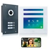 Mathfel Görüntülü Kapı İnterkom Sistemi 2 Kablolu Veri Yolu Ip | 3 Aileli Ev Zil Sistemi | 3× 7 İnç Wifi Monitör Beyaz | Paslanmaz Çelik Gömme Montajlı Dış İstasyon | Uygulamayla Görüntülü İnterkom