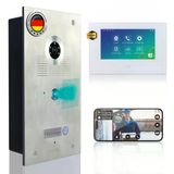 Mathfel Görüntülü Kapı İnterkomu - Kameralı Ve Wifi'li Kapı Zili, 7'' Monitör, Paslanmaz Çelikten 170° Geniş Açılı Kamera - Kapı Açıcılı Kapı İnterkomu, İnterkom, Kameralı Ön Kapı Zili