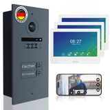 Mathfel Gravürlü 2 Telli Görüntülü Kapı İnterkom Sistemi - Wlan Monitör, 2Mp Hd Kamera, 170° Geniş Açı, 2 Aileli Ev İçin Kameralı Kapı Zili Ve Kapı Açıcı (Antrasit, 3 X 10)