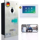 Mathfel Kameralı Ve Kapı Açıcılı Görüntülü Kapı İnterkomu, 170° Geniş Açılı Zil, 7'' Monitör - Kameralı Kapı Zili, Kapı Açıcılı İnterkom, Wifi Kapı Zili
