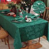 MATIRUG Dikdörtgen Masa için Noel Masa Örtüsü 150 x 200 cm, Su Geçirmez Kırışıksız Atatürk çiçeği Damask Kumaş Masa Örtüsü, Tatil Noel Kış Kumaş Yemek Odası Parti Ziyafet için Masa Örtüsü, Yeşil