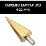 Matkap Ucu Kademeli Uç Sac Delme 4-32 mm Matkaba Takılan Uç - Altın