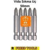 Matkap Ucu Uçları 50 mm Yıldız Düz Bits Vidalama Uç Seti PH 5 parça