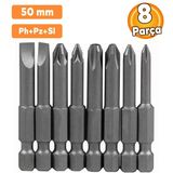 Matkap Ucu Uçları 50 Mm Yıldız Düz Bits Vidalama Uç Seti Ph+Pz+Sl 8 Parça