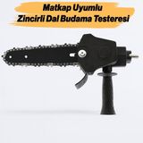 Matkap Uyumlu Zincirli Dal Budama Testeresi Ahşap Sunta Mdf Kesme Aparatı Tutma Kollu Zincir Dahil - 1