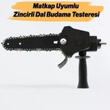 Matkap Uyumlu Zincirli Dal Budama Testeresi Ahşap Sunta Mdf Kesme Aparatı Tutma Kollu Zincir Dahil