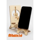matkid Gitar Desenli Ahşap Telefon Standı – Masaüstü Doğal Ahşap Telefon Tutucu, Şık Dekoratif Stand