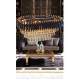 Matmazel Aksesuar Avizade Zamira 75X35 Cm Kristal Tasli 3 Katli Yemek Masasi Ustu Luks Avize 6 Li (Black-Gold)