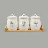Matmel Kitchen 3'lü Seramik Baharatlık Seti - Beyaz - Çok Renkli - 1 lt