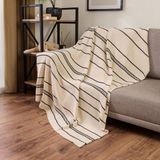 Matmel Soft Çizgili Triko Koltuk Şalı - Ekru - 120X160 cm - 10 x 10 cm - Çok Renkli