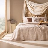 Matmel Soft Dune Çift Kişilik Yatak Örtüsü Seti - Ekru / Kahverengi - 220X240 cm + 50X70 cm - Çok Renkli