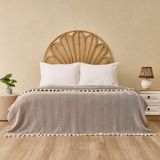 Matmel Soft Econo Çift Kişilik Yatak Örtüsü - Ekru / Kahverengi - 200X220 cm - Çok Renkli - 100 x 100 cm