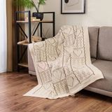 Matmel Soft Kalp Desenli Tirko Koltuk Şalı - Bej - 120X160 cm - 100 x 100 cm - Çok Renkli