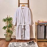 Matmel Soft Kimono Çizgili Erkek Bornoz - Beyaz / Mavi - S / M - 15 Yaş - Çok Renkli