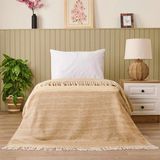 Matmel Soft Luma Pamuklu Tek Kişilik Battaniye - Bej / Krem - 150X200 cm - Renkli - 100 x 100 cm