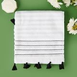 Matmel Soft Püsküllü Ayak Havlusu - Beyaz / Siyah - 50X70 cm - 50 x 70 cm - Çok Renkli